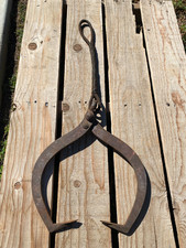 Antique WMT William T Wood & Co Ice Tool Lowering Tongs Arlington MA 1845-1905 picture