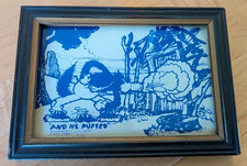 Disney Enamel On Glass Three Little Pigs 1930s Blue, Reliance Picture Frame Co picture