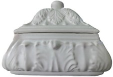 Square Serving Dish w/Leaf Design on Lid Solid White Glazed - 9