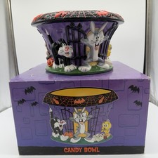 Vintage 1999 Looney Tunes Halloween Ceramic Candy Bowl Warner Bros Studio Store picture