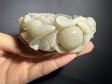 58.5mm Natural Mongolian Jade sculpture/Shetei Cui/Hand Carved Phoenix /Dragon picture