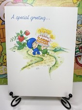 Vintage Strawberry Shortcake Rare Berrykins Glitter Greeting Card AGC picture