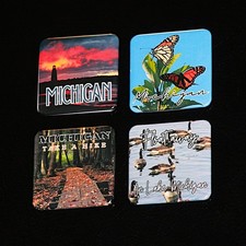 Michigan Photo Magnet Gift Set 4 Photography Souvenir Lighthouse Monarch Decor picture