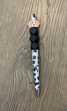 Handmade Dog Paw Print Beaded Pen Beagle Puppy Black White Ink Pen picture