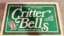 Vintage 1980 JASCO Critter Bells Lot 8 Bisque Porcelain Christmas Bells w/ Box picture