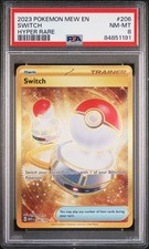 2023 POKEMON MEW EN-151 #206 SWITCH HYPER RARE PSA NM-MT 8 picture