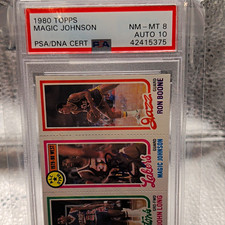 Topps 1980 Topps Magic Johnson Hard Signed Auto PSA/DNA 42415375 NM-MT 8 picture