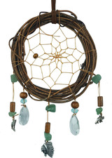 Twilight-Inspired Natural Rattan Dream Catcher with Alloy Chief Wolf Bear picture