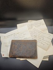 Antique Leather Wallet with receipts, signed court papers 1820's pre Civil War picture