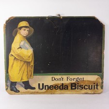 Vintage Uneeda Biscuit Advertising Blackboard Sign 16.5