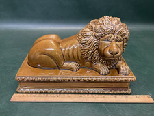 Vintage Meiselman Imports Italian Majolica Brown Figural Lion Box picture