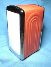 Homer Laughlin Fiesta Diner Napkin Holder Dispenser Persimmon/ Orange Dated 1996 picture