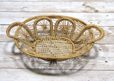 Vintage Woven Wicker Small Basket Tray Plate Accent Decor 7