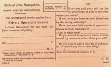 1935 New Hampshire Driver 's License Application Form - OO-44 picture