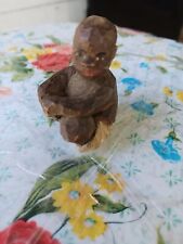 Vintage Adrian R Woodall Folk Art Wood Carved Figure, ARW, Character Carving picture