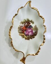 Vintage Limoges Fragonard Porcelain Gold Leaf Trinket Tray picture