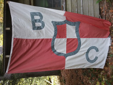 HUGE Vintage BOHEMIAN CLUB SF Clubhouse Banner Flag BOHEMIAN GROVE 5' x 8' VGC picture