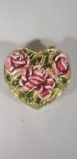 pink red roses on closisonne enameled swarovski crystal trinket jewelry box picture