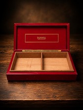 Vintage Alfred Dunhill Red Leather Cigar Box Wood Interior 10