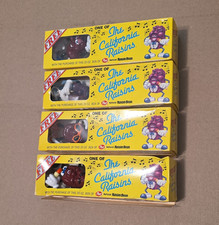 Post Raisin Bran California Raisins Promo Figure Boxes Lot of 4 (20 oz Offer) picture
