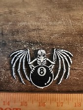 Vintage Skeleton Bird Eight Ball Glue On Patch  picture
