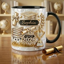 Custom Name Graduation 3D Effect Coffee Mug, Grads Gift For Daughter picture