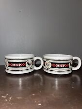 Set of 2 ~  Houston Harvest Rooster & Chicken Soup Mug Bowl Cup Coop ~ 4