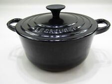 VTG Le Creuset Pot #18 Black Cast Iron Enamel Small Dutch Oven & Lid Top France picture