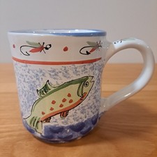 VTG Mesa International Trout Fly Fishing Mug 16 Oz Signed Hand Crafted Hungary picture