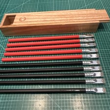 10 - Blackwing “Calder” Pencils- 5 Red , 5 Black , W/Silver Tops, Gray Erasers picture
