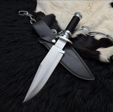 Handmade Predator Movie Bowie Knife Replica Stainless Steel & Leather Sheath. picture