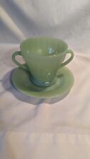 vintage anchor Hocking Fire King Jadeite Shell Swirl Sugar Bowl and Plate picture