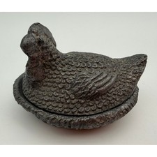 Vintage Metzke 1981 Pewter Hen on Nest Trinket Box Jewelry Dish F604 picture