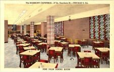 Harmony Cafeterias, CHICAGO, Illinois Linen Advertising Postcard - Curt Teich picture