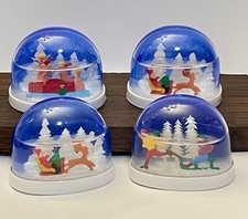4 Vintage Plastic Christmas Snow Globe Dome Holiday Decor Santa Angels picture