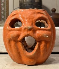Vintage Paper Pulp Halloween Double Sided Choir Boy Jack O'Lantern 4 1/2” picture