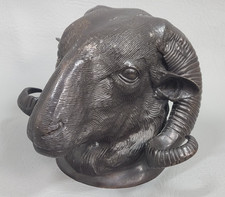 VTG Heavy Bronze Rams Head Wall Sculpture French 5lb 6