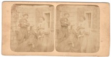 Scene The forgiveness young girl aristocrat group Stereo photo circa 1860 picture