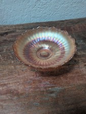 Vintage Stippled Rays Amethyst Carnival Glass Berry Bowl Candy Dish  picture