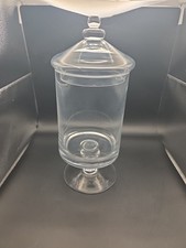 Large Clear Glass Apothecary Jar With Lid 12”H X 4”D, Vintage picture