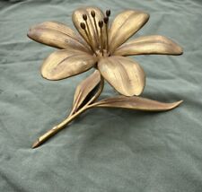 Vintage Brass Flower Ashtray With Removable petals Lotus Lily MCM picture