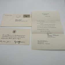 Vintage 1967 White House Letter & Card Set - LBJ Lyndon B. Johnson Bess Abell picture