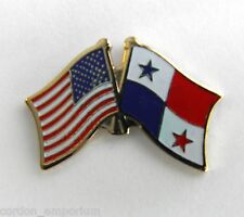 PANAMA UNITED STATES US COMBO NATIONAL FLAG LAPEL PIN BADGE 1 INCH picture