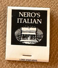 Vintage Nero’s Italian Matchbook Lower Greenville Dallas TX -NERO 1990s picture