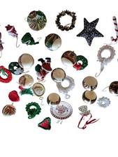 Vintage Lot Christmas Ornament Lot Santa Figures Flocked Wreaths Collectible picture