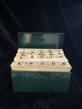 Vintage Green Metal Recipe Index Card File Box Hinged Lid A-Z Tab Dividers picture