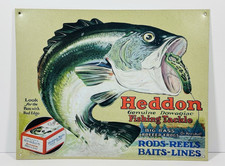 Heddon Frog Genuine Dowagiac Fishing Tackle Advertising Tin Sign REPRODUCTION picture