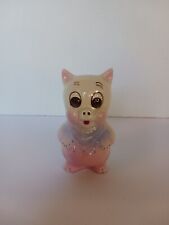 Vintage Ceramic Piggy Salt Or Pepper Shaker pink blue Anthropomorphic Pig Japan  picture