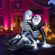6.5FT Halloween Inflatable Skeleton Couple Blow Up Yard Decoration w/ LED Lights picture