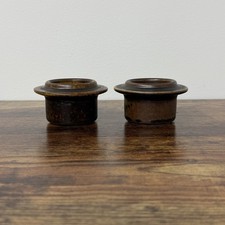 Arabia of Finland RUSKA Set of 2 Egg Cups Holders Brown Stoneware Pottery picture